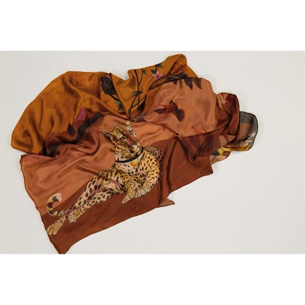 Golden Leopard Silk Scarf 650 x 1700